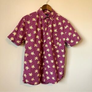 ✨$8 CLEAR-OUT✨ Super Massive Sumo Wrestler Button Down Short Sleeve Shirt Red